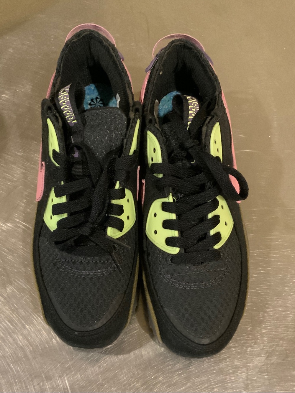 Nike Black Sneakers with Pink and Neon Green Details